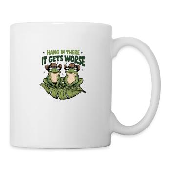 Hang In There It Gets Worse Cartoon Frog Design - Mug - white - Right