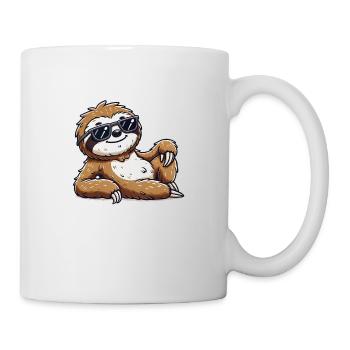 faultier sonnenbrille cool - Tasse - Weiß - Rechts