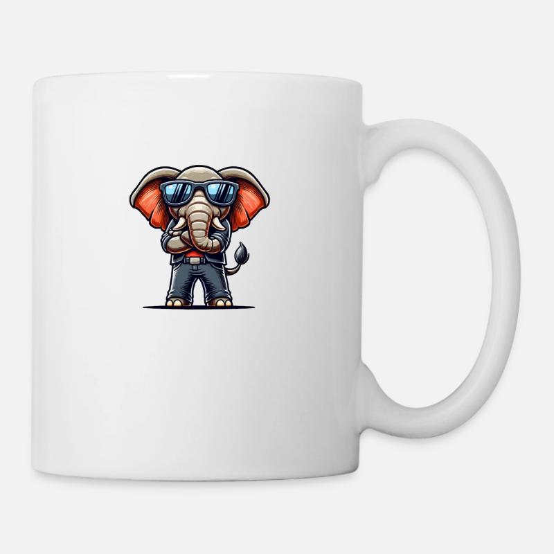 elefant comic sonnenbrille - Tasse - Weiß