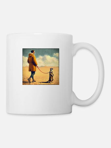 Spaziergang mit Erdmännchen - Tasse - Weiß