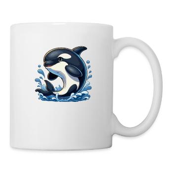 Orca springt - Tasse - Weiß - Rechts