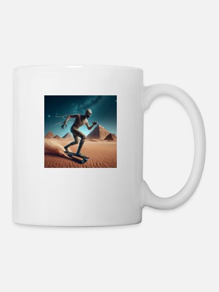 Mumien Zombie Skateboard - Tasse - Weiß