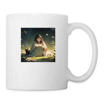 Fille avec chien et chat - Mug blanc - blanc - Droite