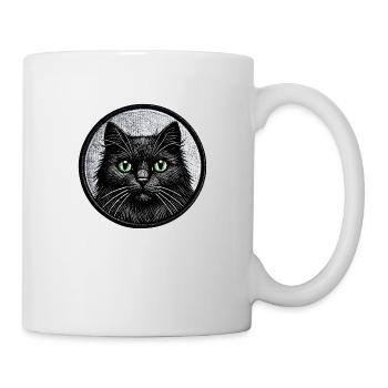 Motif mystérieux de chat noir – graphisme unique - Mug blanc - blanc - Droite
