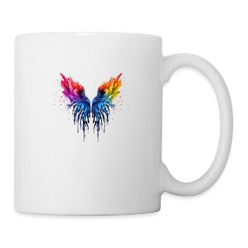 Regenbogen Flügel - Tasse - Weiß - Rechts