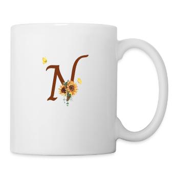 Lettre n tournesol papillon - Mug blanc - blanc - Droite