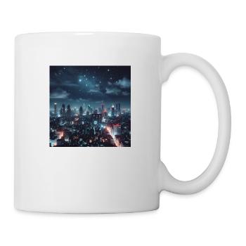 Stadtbild bei Nacht - Tasse - Weiß - Rechts