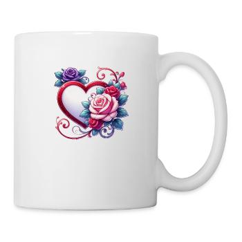 Ewige Liebe: Rosen & Herz - Tasse - Weiß - Rechts