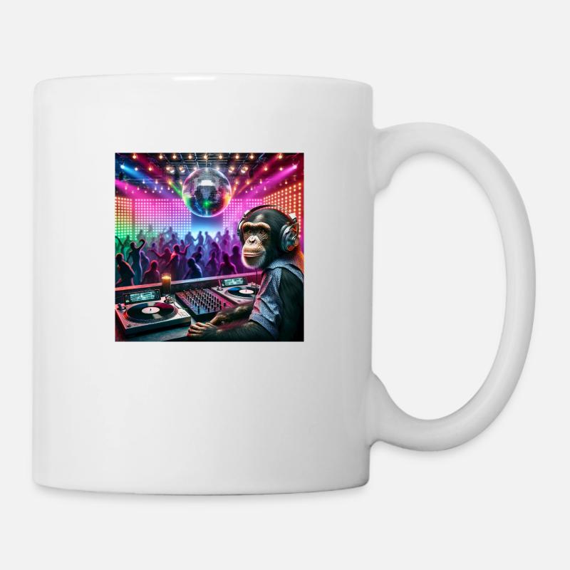 Schimpanse mit DJ-Pult - Tasse - Weiß