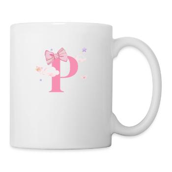 Buchstabe p rosa Wolken - Tasse - Weiß - Rechts