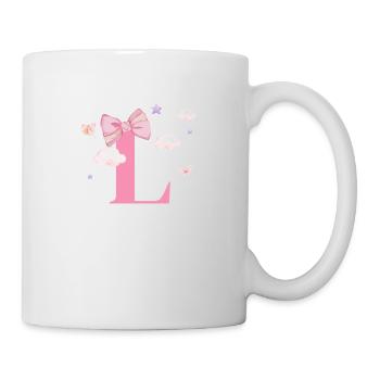 Lettre l rose nuages - Mug blanc - blanc - Droite