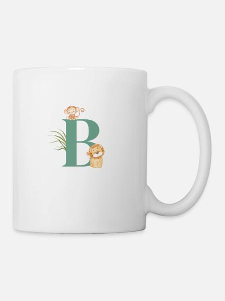 Buchstabe b grüne Dschungeltiere - Tasse - Weiß