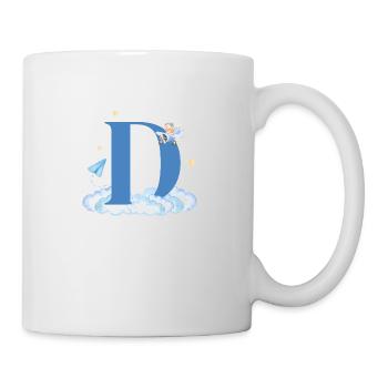 Letter d blue clouds airplane child - Mug - white - Right