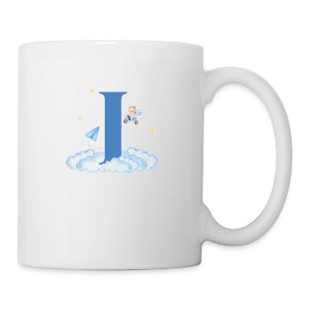 Letter i Blue Clouds Airplane Child - Mug - white - Right