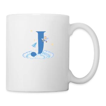 Letter j Blue Clouds Airplane Child - Mug - white - Right