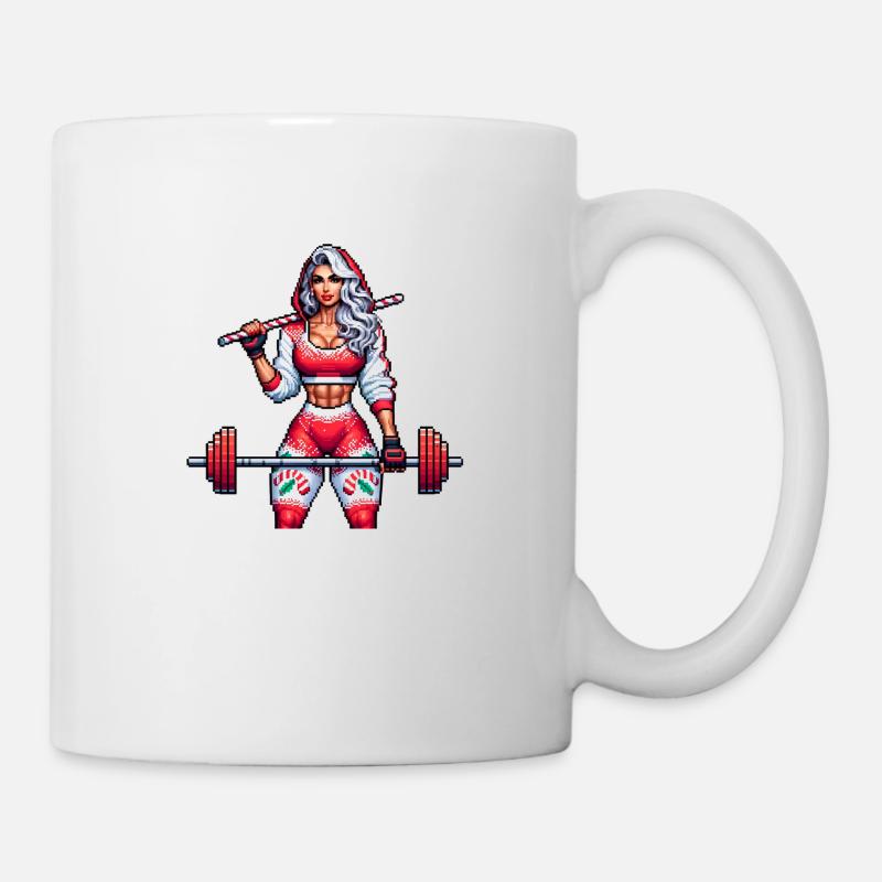 Pixel Power – 16-Bit Fitness Queen - Tasse - Weiß