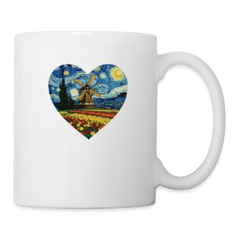 Holland Kunst Windmühle und Tulpen VG - Tasse - Weiß - Rechts