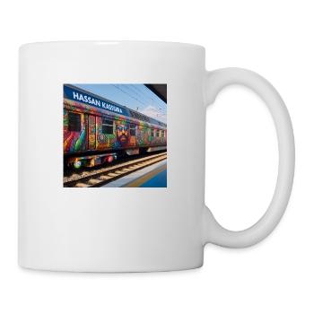 Zug mit Graffiti - Tasse - Weiß - Rechts