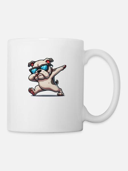 dog dabbing bulldog - Tasse - Weiß