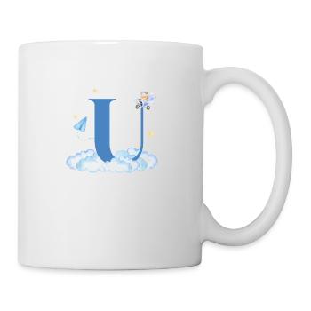 Letter u Blue Clouds Airplane Child - Mug - white - Right