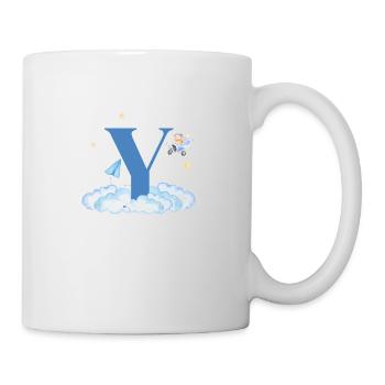 Letter Y Blue Clouds Airplane Child - Mug - white - Right