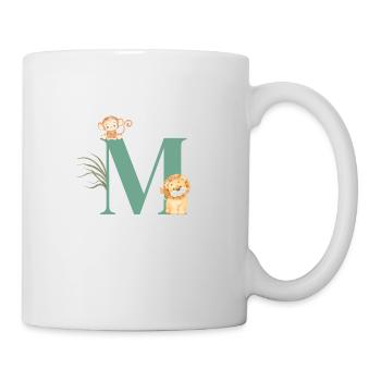 Lettre m vert animaux jungle - Mug blanc - blanc - Droite