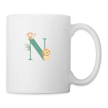 Lettre n vert animaux jungle - Mug blanc - blanc - Droite