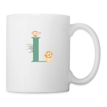 Lettre l vert animaux jungle - Mug blanc - blanc - Droite