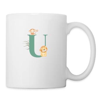 Lettre u vert animaux jungle - Mug blanc - blanc - Droite