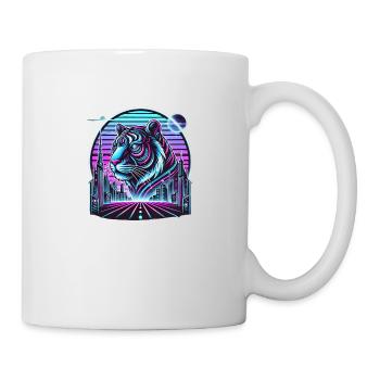 Neon-Tiger über der Stadt - Tasse - Weiß - Rechts