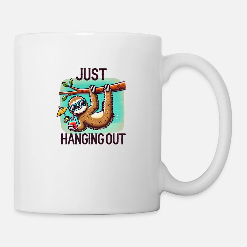 Just Hanging Out – Relaxed as a sloth - Mug - white