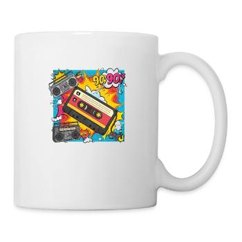 90s vibes: comic cassette in retro look - Mug - white - Right