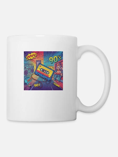 90s vibes : cassette de bande dessinée au look rétro - Mug blanc - blanc
