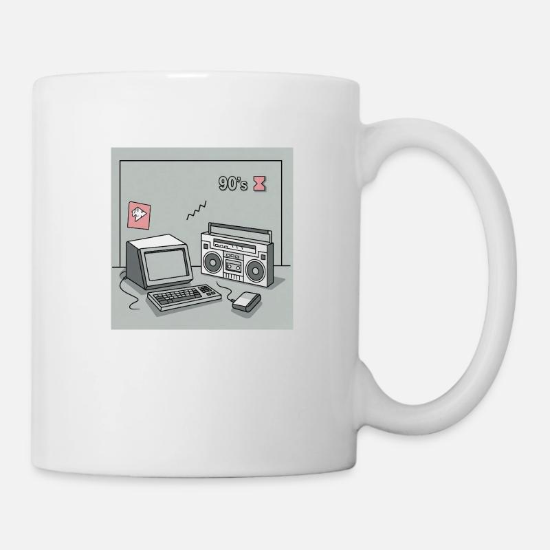 90er Kultobjekte : Walkman, Computer und Co. - Tasse - Weiß