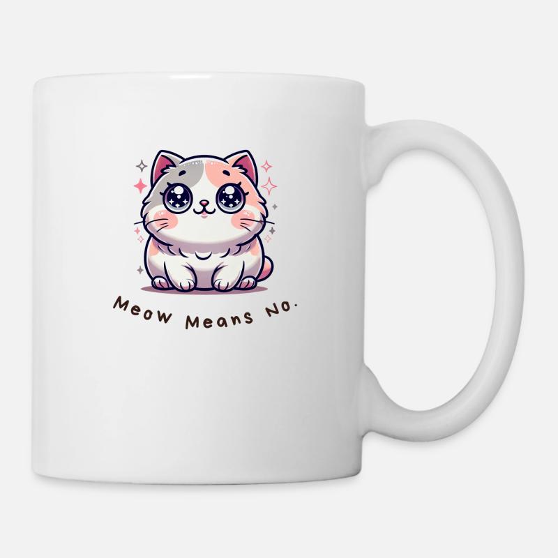 Meow Means No – Funny Cat Shirt - Mug - white