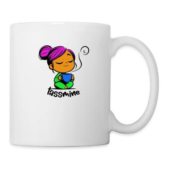 Tassmine enspannt mit einer Tasse Tee oder Kaffee - Tasse - Weiß - Rechts