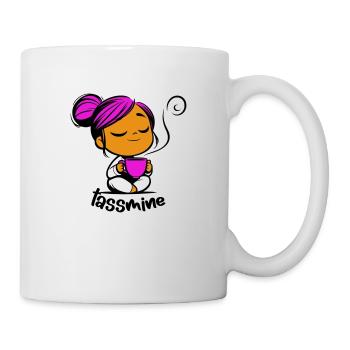 Tassmine enspannt mit einer Tasse Tee oder Kaffee - Tasse - Weiß - Rechts