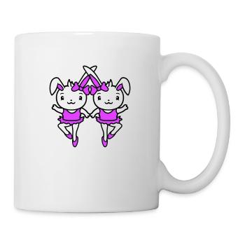 2 Hasen Ballerinas Tanzen Ballett Mädchen Frauen - Tasse - Weiß - Rechts