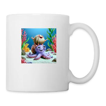 Calmar avec une palourde sur la tête - Mug blanc - blanc - Droite