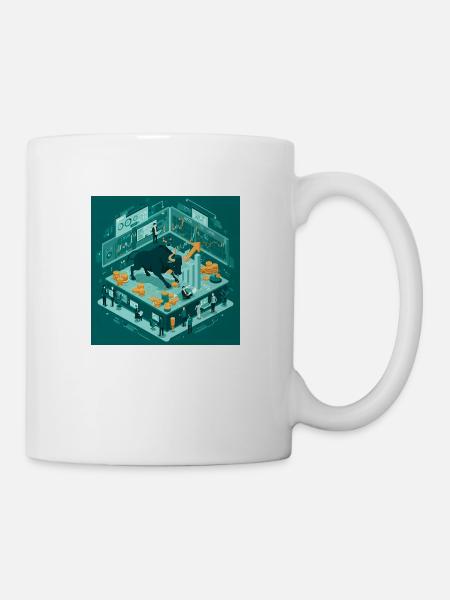 Börse - Wallstreet , Erfolg Reichtum , Bullenmarkt - Tasse - Weiß