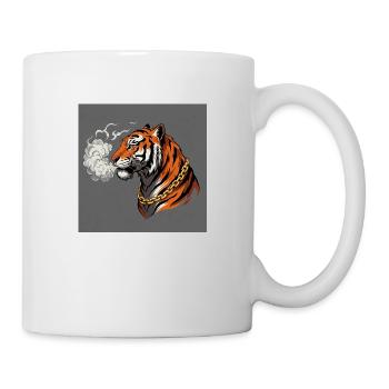 Smoking Tiger with Gold Chain - Comic Vibes - Mug - white - Right