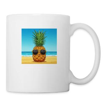 Pineapple with sunglasses on the beach - Mug - white - Right