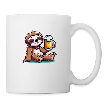 faultier bier comic - Tasse - Weiß - Rechts