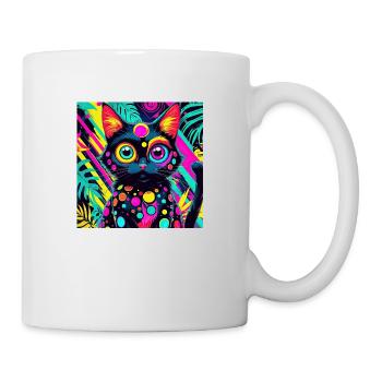 neon colored cartoon style Cat dog art design cool - Mug - white - Right