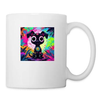 neon colored cartoon style Cat dog art design cool - Mug - white - Right