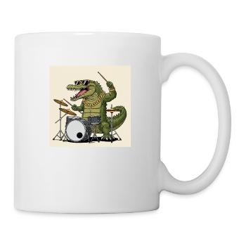 Cool crocodile with drums - Mug - white - Right