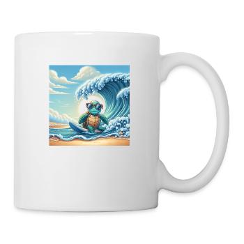 Grosse Welle Schildkröte - Tasse - Weiß - Rechts
