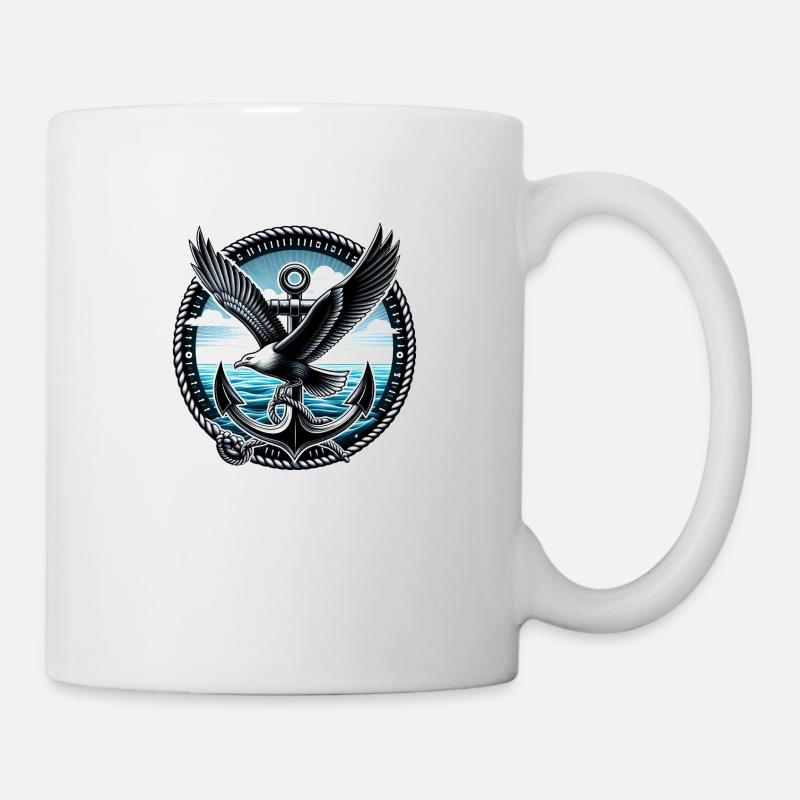 Möwe mit Anker - Tasse - Weiß