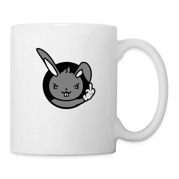 Hase Mittelfinger Zeigen Böse Frech Beleidigend - Tasse - Weiß - Rechts