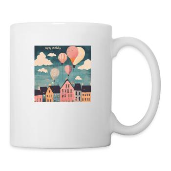 Happy Birthday Ballons - Tasse - Weiß - Rechts
